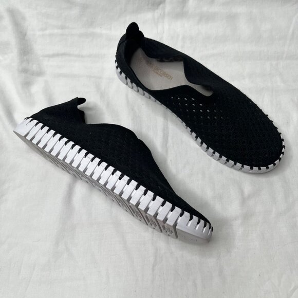 Ilse Jacobsen Tulip Black Fabric Perforated Slip-On Shoes Size 40 - Picture 4 of 13